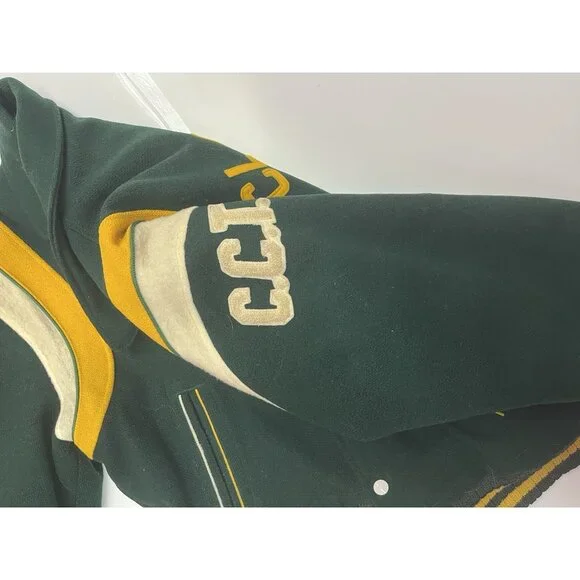 1963 Empire Sporting Goods Letterman Varsity Jacket Green Yellow Sz 42 Made USA - Picture 10 of 16